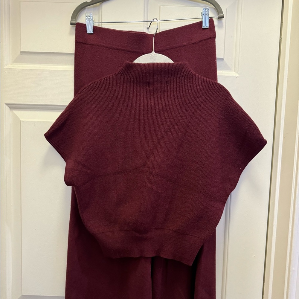 Burgundy sweater set top and pants